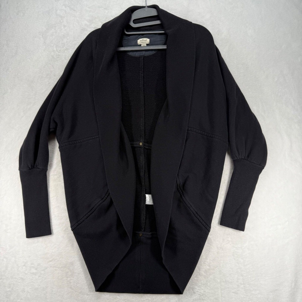 Wilfred Cocoon Cardigan Open Front Knit Sweater Black Comfy Casual Small